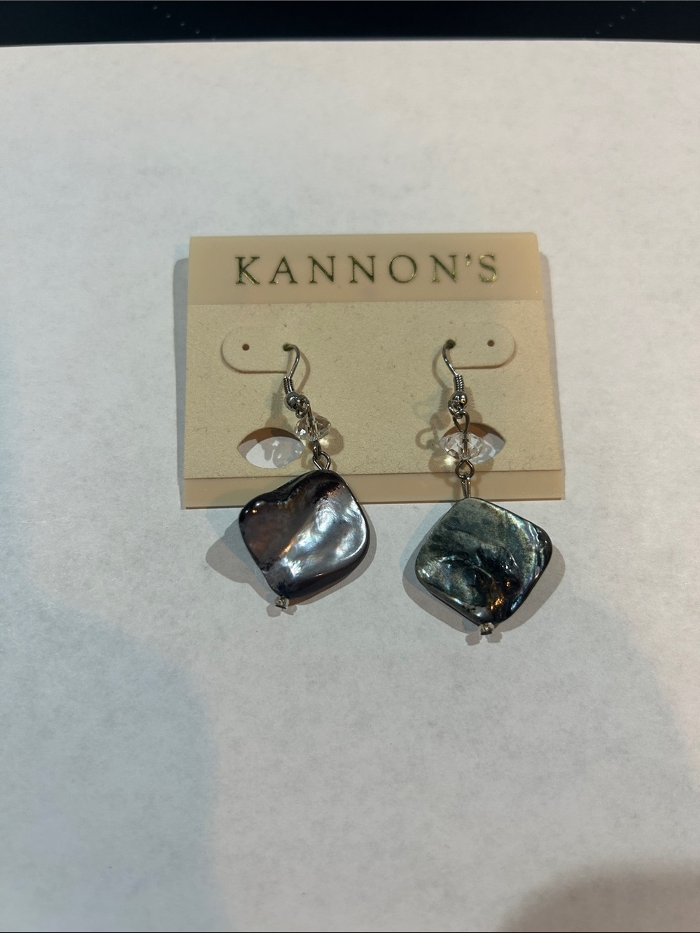 Iridescent Gray Shell Drop Earrings